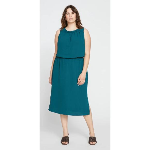 NWT Universal Standard Isola Crinkle Crepe Dress Sea Moss Green Size XL/ 26-28 - Picture 1 of 9